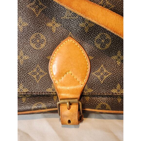 Louis Vuitton Monogram Cartouchiere MM Crossbody Bag Vintage Vachetta Leather - Picture 2 of 15